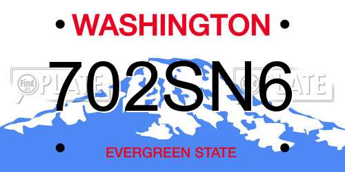 702SN6 Washington License Plate