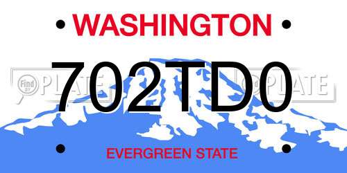 702TD0 Washington License Plate
