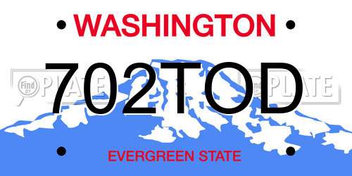 702TOD Washington License Plate