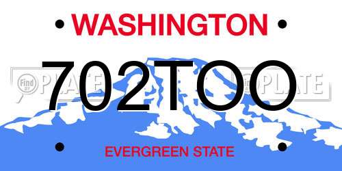 702TOO Washington License Plate