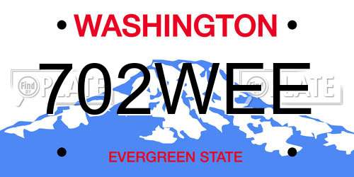 702WEE Washington License Plate