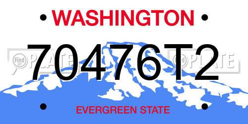 70476T2 Washington License Plate