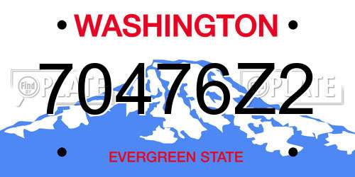 70476Z2 Washington License Plate