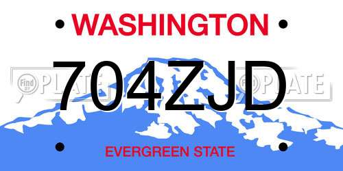 704ZJD Washington License Plate