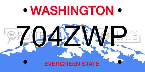 704ZWP Washington License Plate
