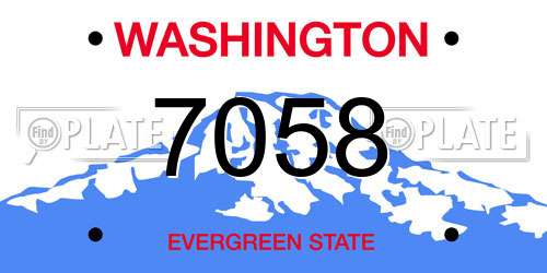 7058 Washington License Plate