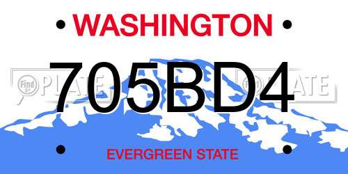 705BD4 Washington License Plate