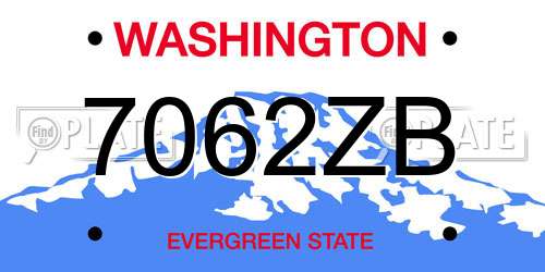 7062ZB Washington License Plate