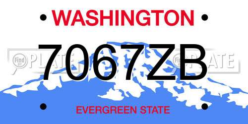 7067ZB Washington License Plate