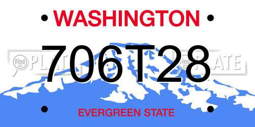 706T28 Washington License Plate