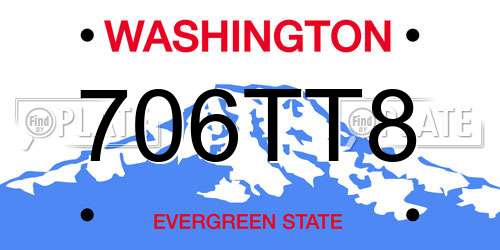 706TT8 Washington License Plate
