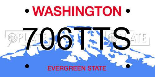 706TTS Washington License Plate