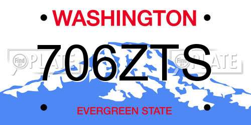706ZTS Washington License Plate