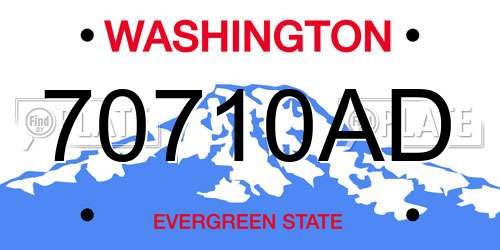 70710AD Washington License Plate