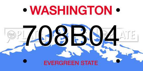 708B04 Washington License Plate