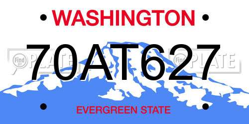 70AT627 Washington License Plate