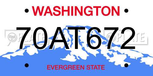 70AT672 Washington License Plate