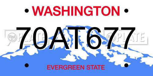 70AT677 Washington License Plate