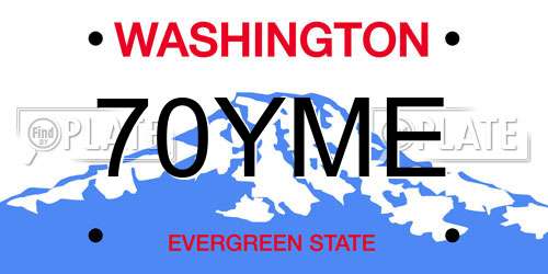 70YME Washington License Plate