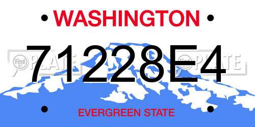 71228E4 Washington License Plate