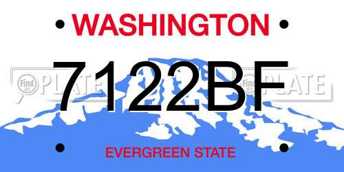 7122BF Washington License Plate