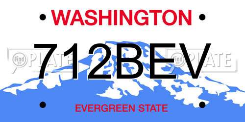 712BEV Washington License Plate