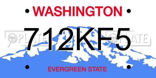 712KF5 Washington License Plate