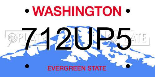 712UP5 Washington License Plate