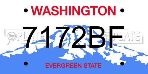 7172BF Washington License Plate
