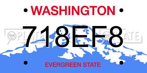 718EF8 Washington License Plate