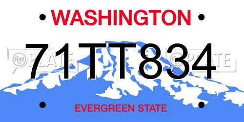 71TT834 Washington License Plate