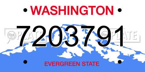 7203791 Washington License Plate