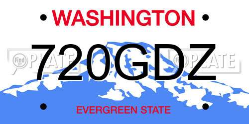 720GDZ Washington License Plate