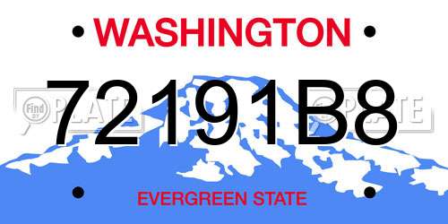 72191B8 Washington License Plate