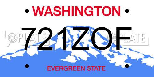 721ZOF Washington License Plate