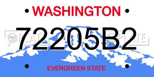 72205B2 Washington License Plate