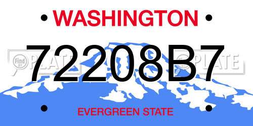 72208B7 Washington License Plate