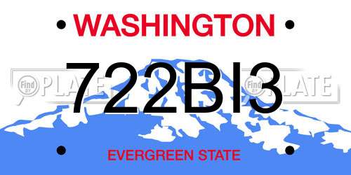 722BI3 Washington License Plate