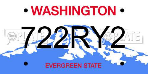 722RY2 Washington License Plate
