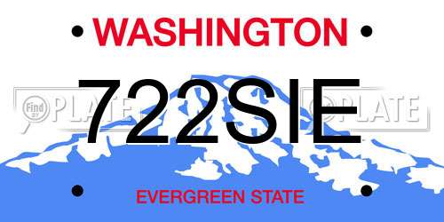 722SIE Washington License Plate