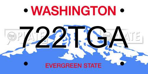 722TGA Washington License Plate