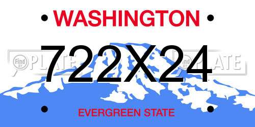 722X24 Washington License Plate