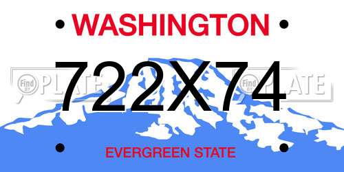722X74 Washington License Plate