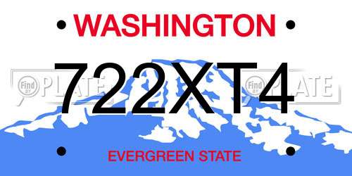 722XT4 Washington License Plate