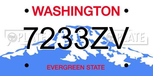 7233ZV Washington License Plate