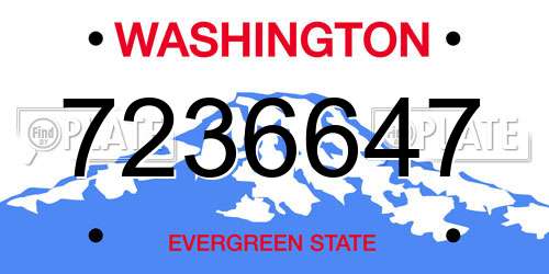 7236647 Washington License Plate