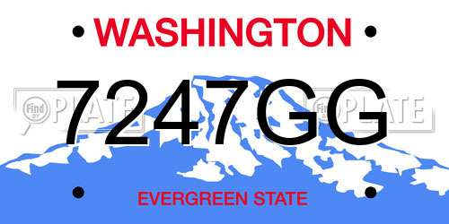 7247GG Washington License Plate