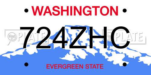 724ZHC Washington License Plate