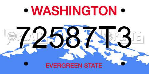 72587T3 Washington License Plate