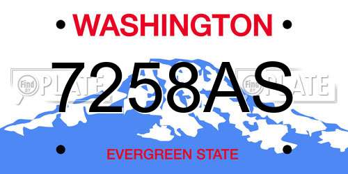 7258AS Washington License Plate